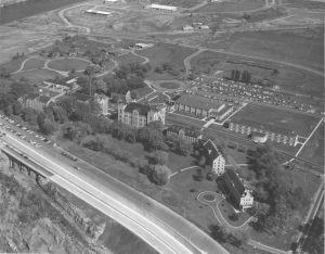 Aerial image of Niagara University in 1962