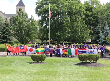 International Students with country flags