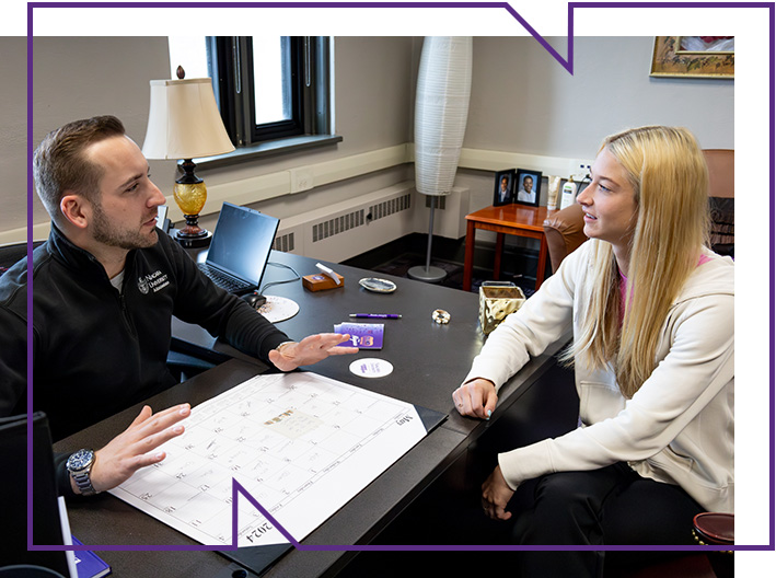 niagara university admissions counselor with student
