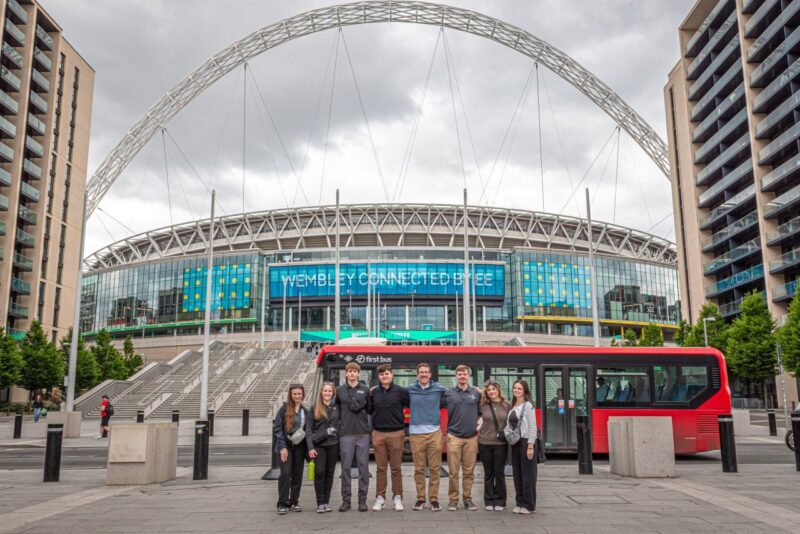 Students on a trip to Wembley stadium