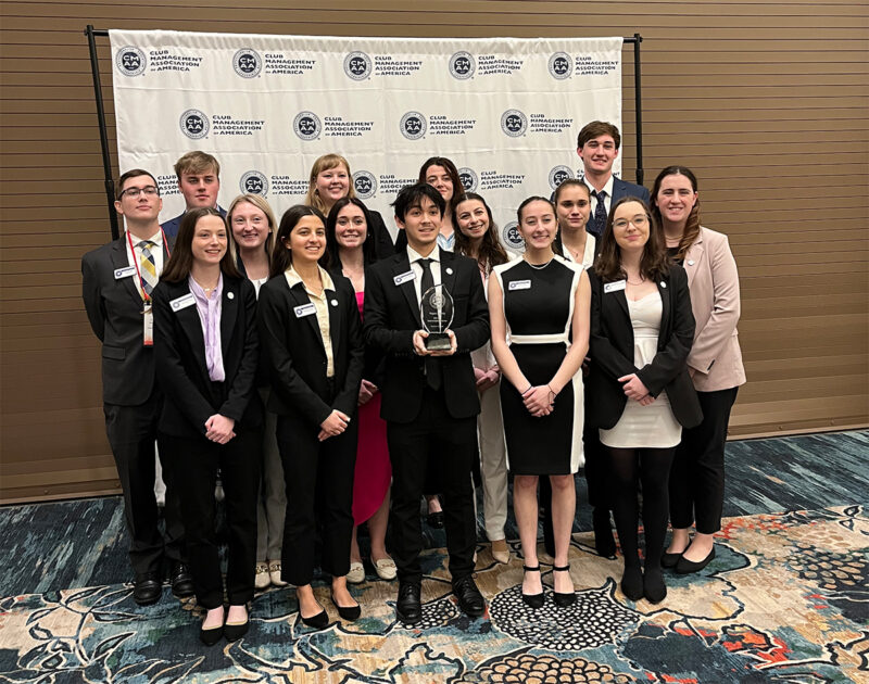 Group of students in club management association of America ceremony