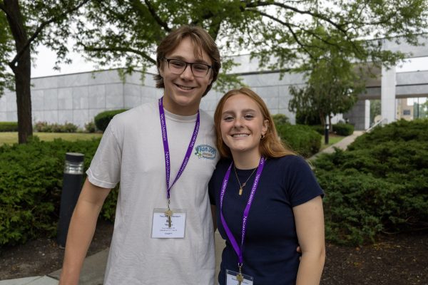 Purple Eagle Leadership Scholarship students smile.