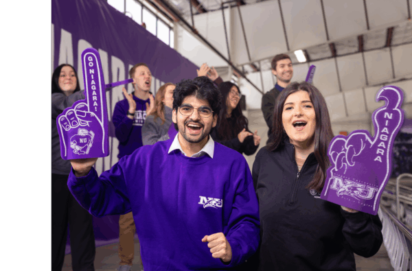 NU Students cheering at Spring Open House