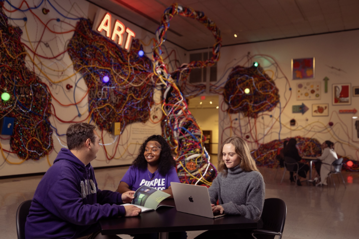 Students working together in the museum