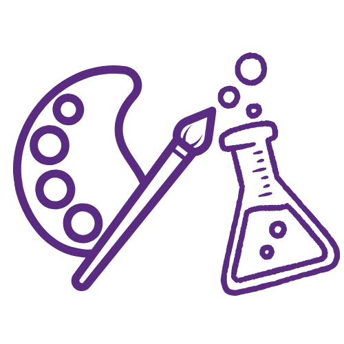Painting palette, paint brush and test tube