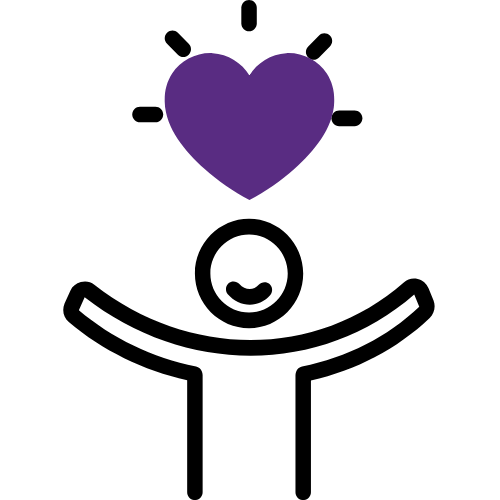 person with a purple heart hanging over the head