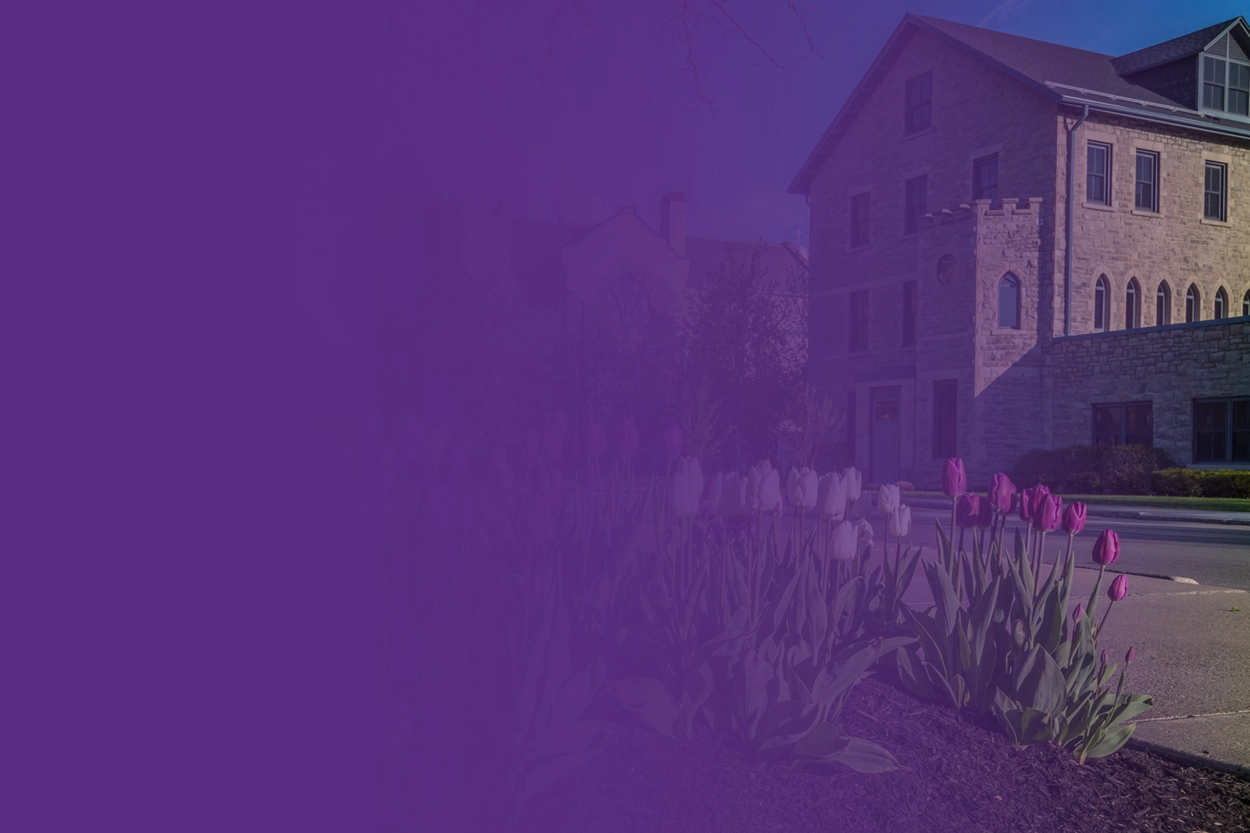 Flowers in front of Bisgrove hall