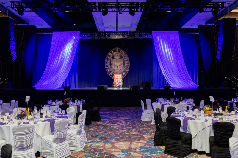 Tables decorated for the President's Dinner